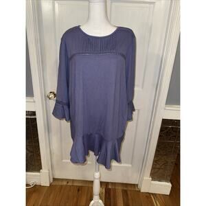 Never Forty-Two periwinkle blue flowy tunic top XL